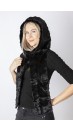 Black mink fur hood-scarf